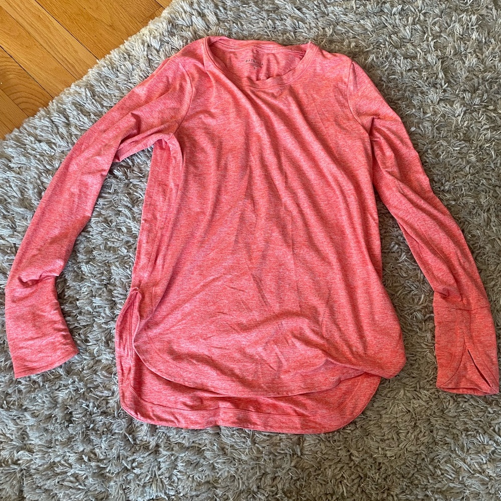 Athleta Heathered Coral/Orange long sleeve